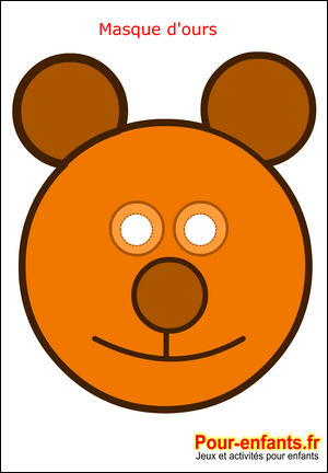 Masque de carnaval masque d' ours faire imprimer masque enfant de carnaval pour deguisement enfants